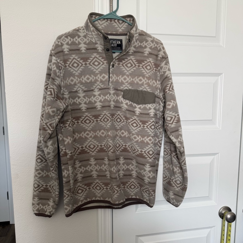 Southern Grit Women's Button Up Jacket - Brown and Cream Pattern Small